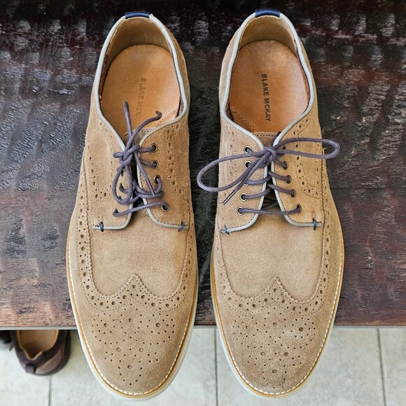 Blake McKay Men's Carson Wingtip Oxford Shoes, Tan, Sz 11.5 - Picture 2 of 16